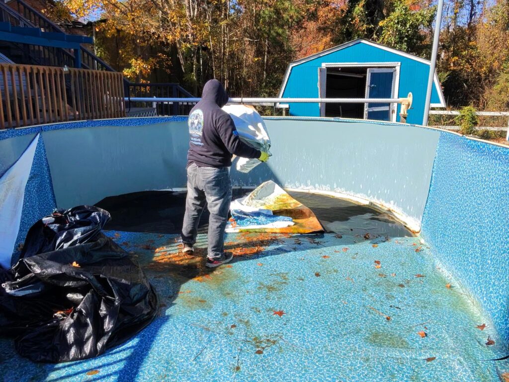 Full service above ground pool removal and draining in Chesapeake VA